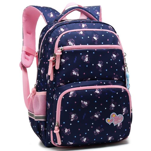 MIFULGOO Kids Girls School Backpack with Chest Strap Princess Cute Big Elementary Bookbag (Medium, Royalblue)