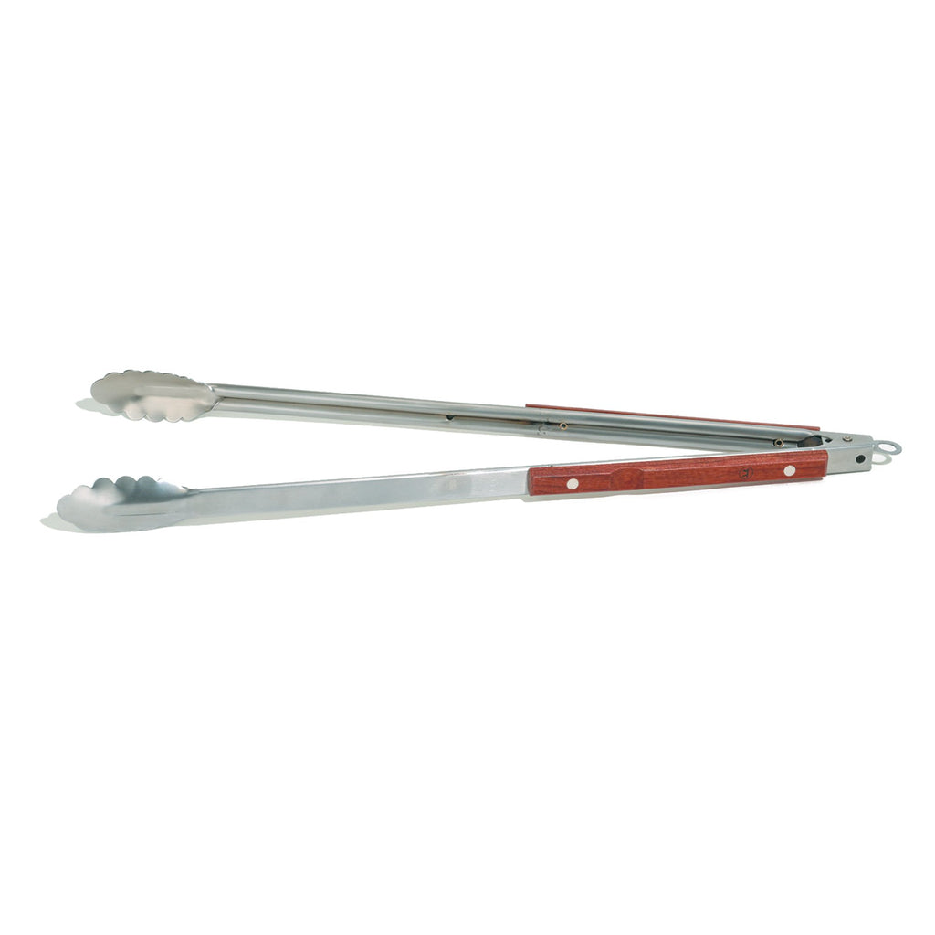 Outset QB22 Locking Stainless Steel Grill Tongs Extra Long 22", Rosewood Handles