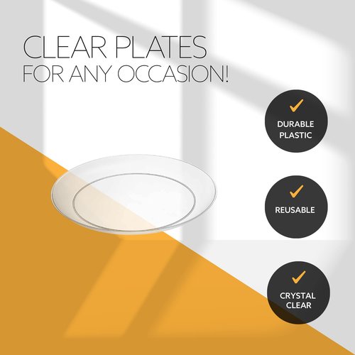 [7'' 240 Pack] 7'' inch Premium Heavy Weight Crystal Clear Classy Disposable hard Plastic Salad plates