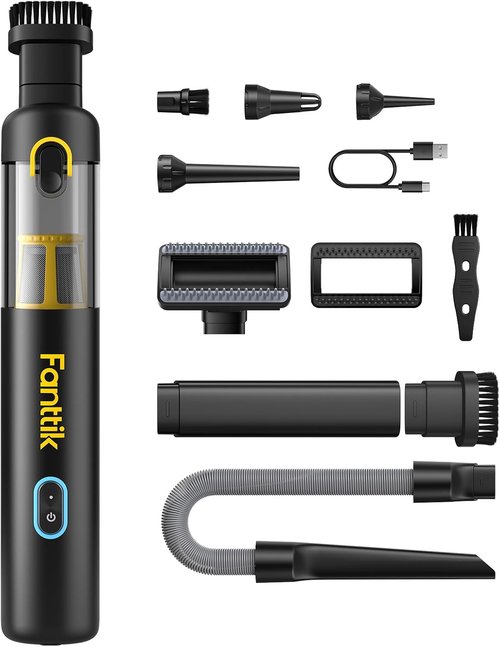Fanttik Slim V8 APEX Car Vacuum - 4-in-1 Portable Mini Cordless Vacuum with 19000Pa Suction Power | Black