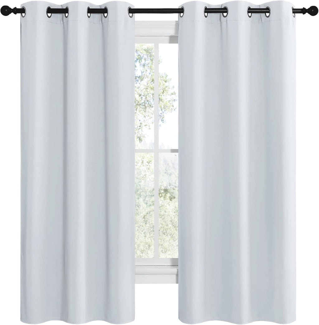 NICETOWN Room Darkening Curtains - Thermal Insulated Grommet Drapes for Bedroom | Greyish White, 2 Panels, 42x68