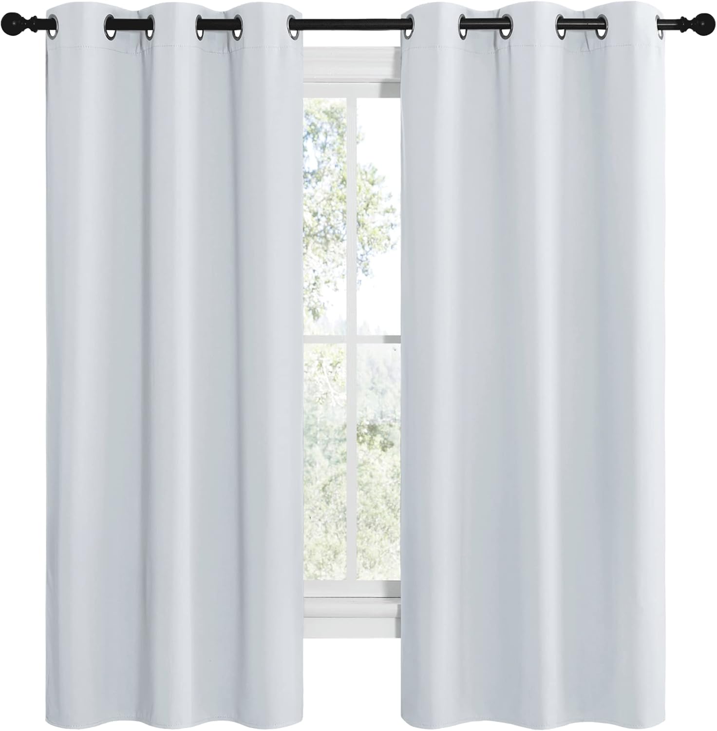 NICETOWN Room Darkening Curtains - Thermal Insulated Grommet Drapes for Bedroom | Greyish White, 2 Panels, 42x68