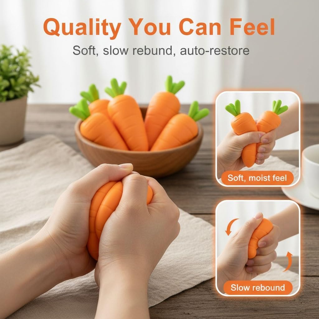 Skiennix Carrot Squishy Toy - Realistic Giant Stress Relief Fidget Ball for Relaxation | Perfect for Easter Gifts