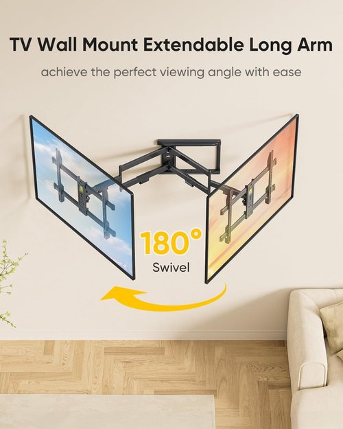 Forging Mount Corner TV Mount - Long Arm Full Motion Wall Mount for 37-75 Inch TVs | Swivel & Tilt, Max VESA 600x400mm