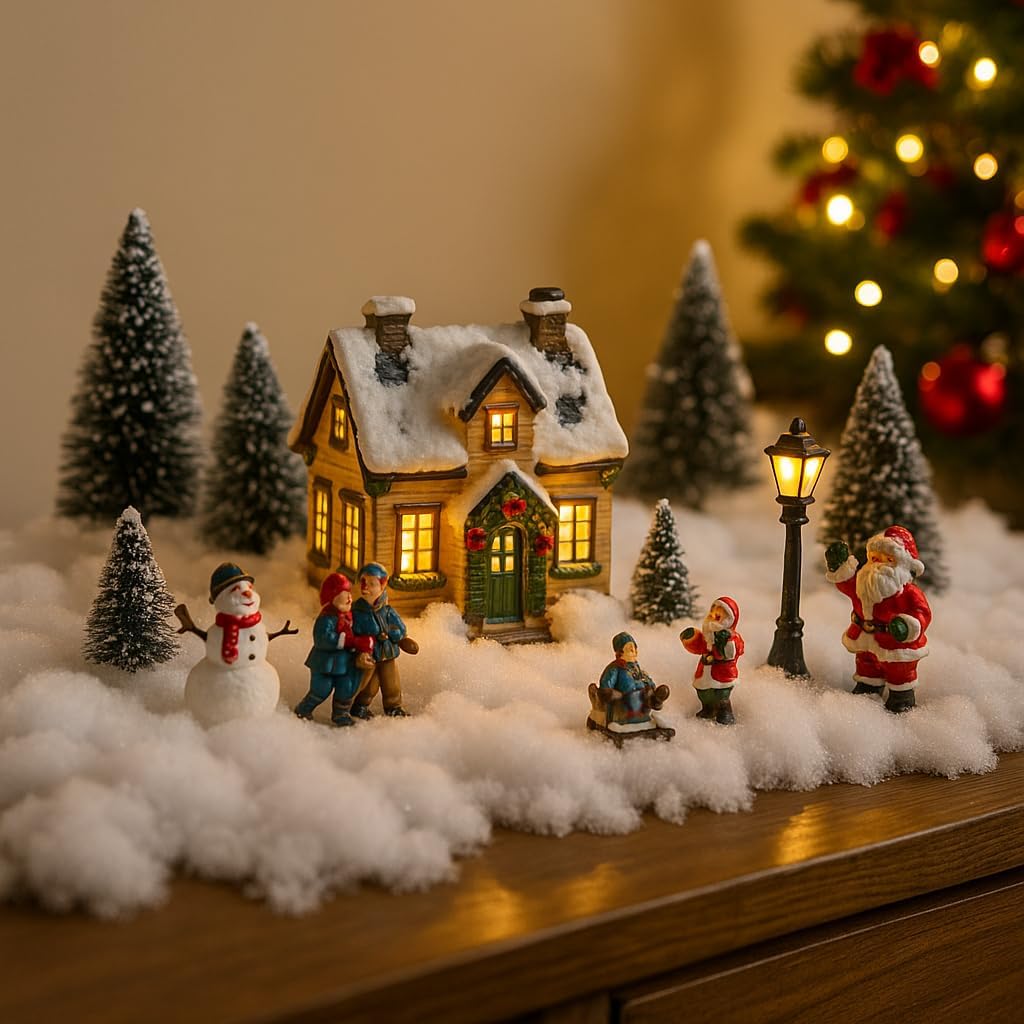 Skiennix Christmas Fake Snow Decor - Fluffy Flame Resistant Cotton Snow Blanket for Holiday Crafts | 5.6oz