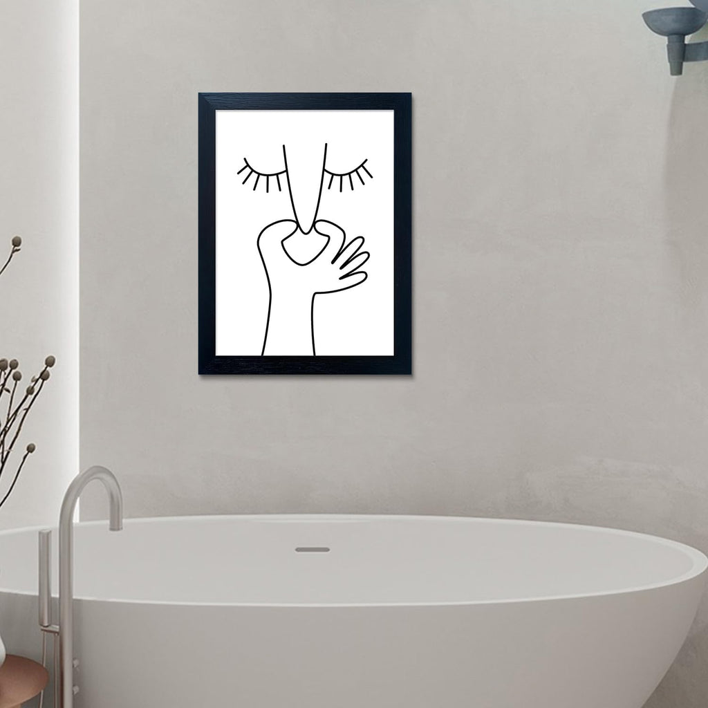 Regine Switzerland Funny Bathroom Wall Art - Black and White Framed Toilet Print Decor