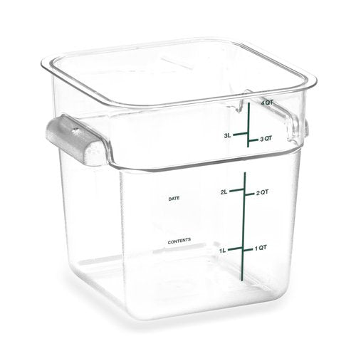 Carlisle FoodService Products Squares Square Food Storage Container with Stackable Design for Catering, Buffets, Restaurants, Polycarbonate (Pc), 4 Quarts, Clear