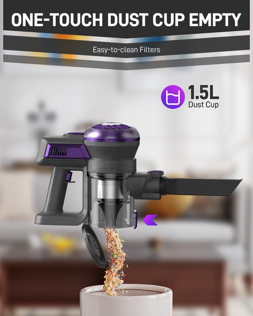 FUNCCUBE Cordless Vacuum Cleaner - Powerful Suction, Tangle-Resistant, 50 Min Runtime | Lightweight & Versatile for Carpets & Hard Floors