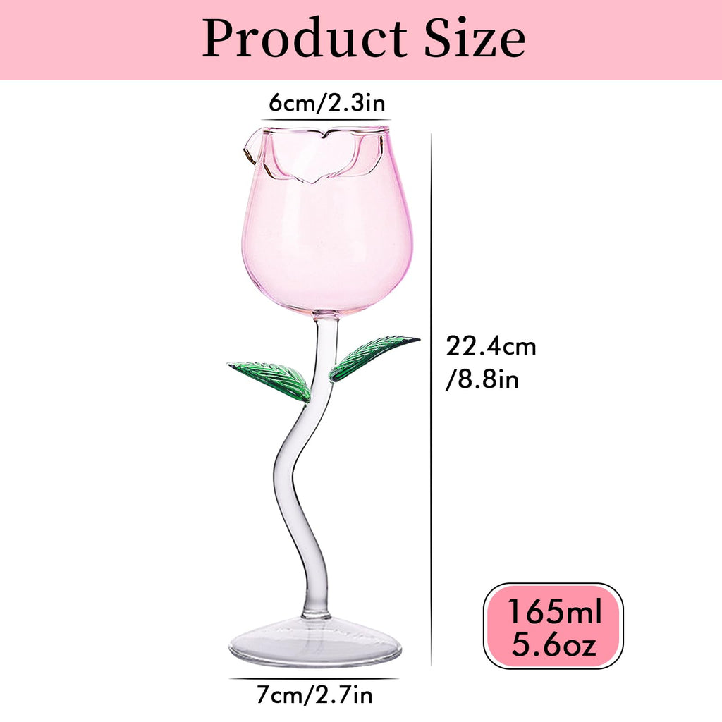 INFTYLE Rose Wine Glasses Set of 2 Creative Wine Goblet Champagne Flutes Classy Red Wine Glass, Ideal Gifts for Housewarming, Wedding, Birthday Celebrations