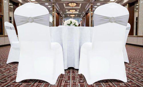 MDS Spandex Chair Sashes - Premium Stretch Covers with Buckle Slider for Weddings & Events | Light Silver, Pack of 25