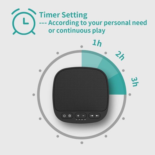Magicteam Sleep Sound Machine - 40 Soothing Sounds, Memory Function & 32 Volume Levels | Black