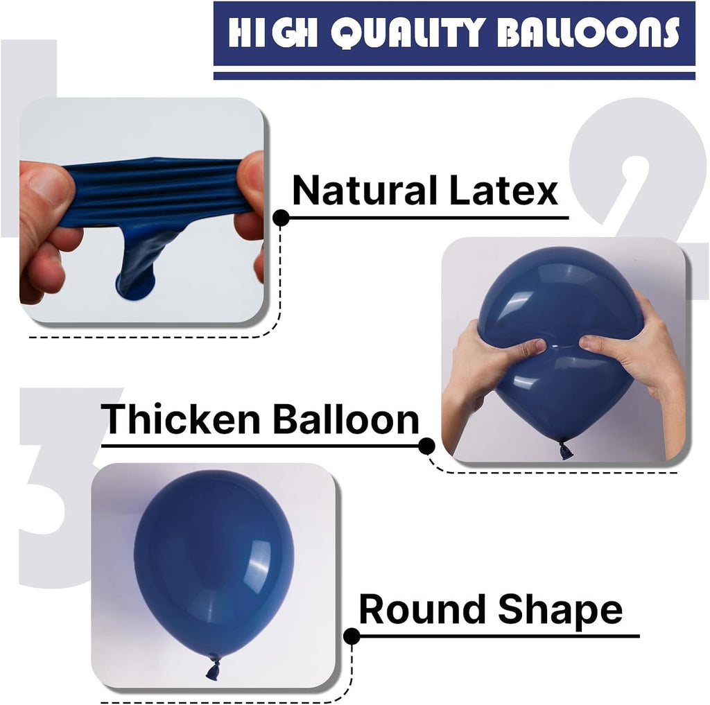 PartyWoo Navy Blue Balloon Arch Kit - 140-Piece Set in 5-18 Inch Sizes for Graduation, Weddings & Birthdays