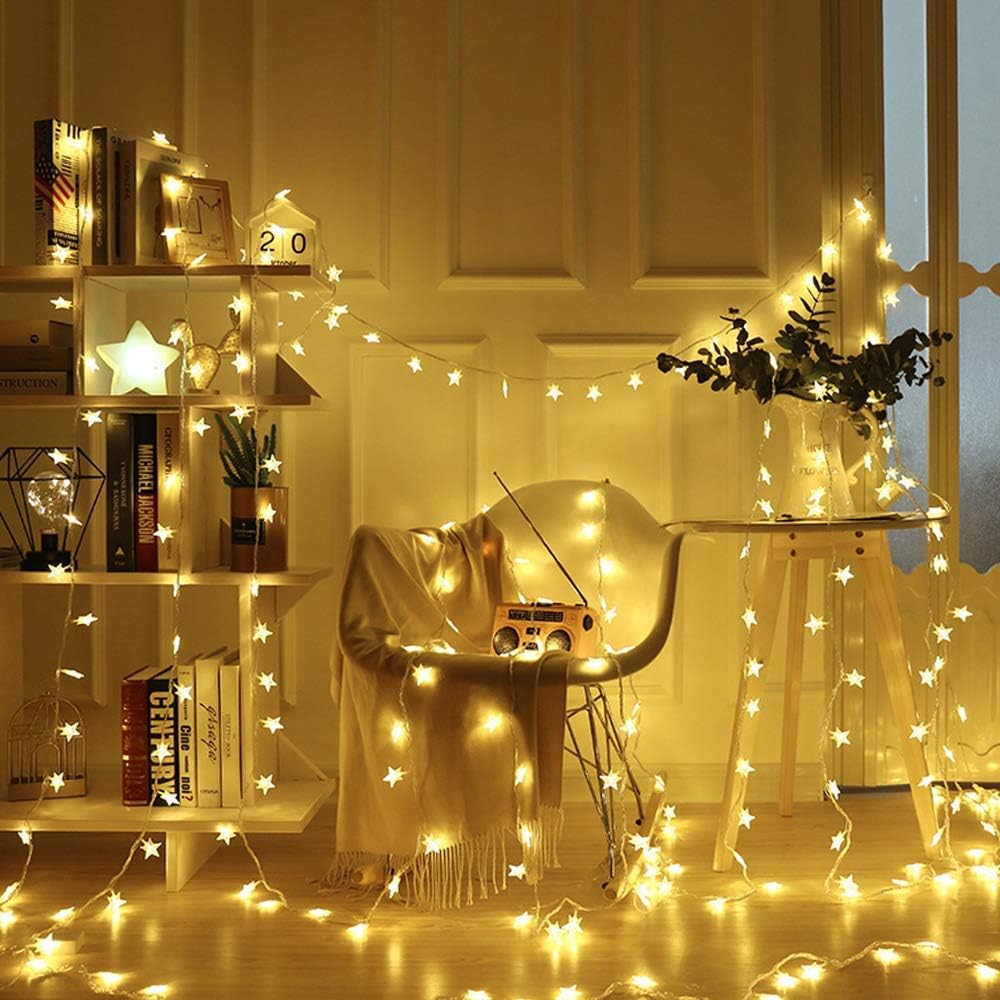 WFGGEH Star Fairy String Lights - 10ft Warm White LED Lights for Birthday & Christmas Decor