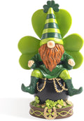 Skiennix St. Patrick's Day Gnomes - Resin Leprechaun Pot of Gold Figurines | Green Indoor Decor