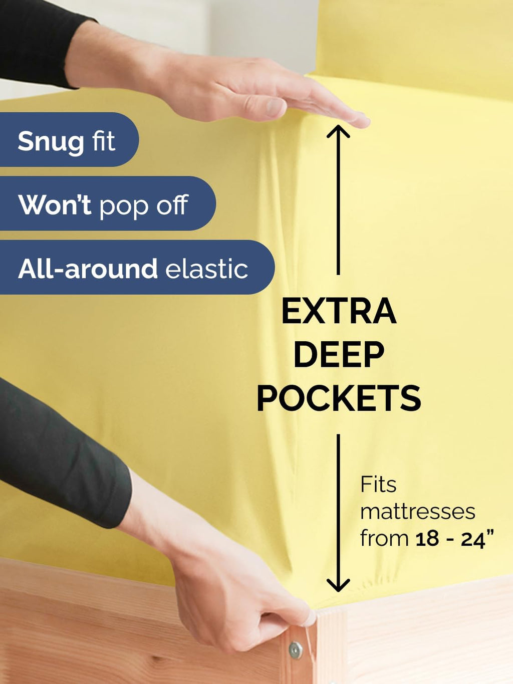 Skiennix Extra Deep Twin Sheet Set - 4-Piece Breathable Cooling Bedding - Soft, Wrinkle-Free Yellow