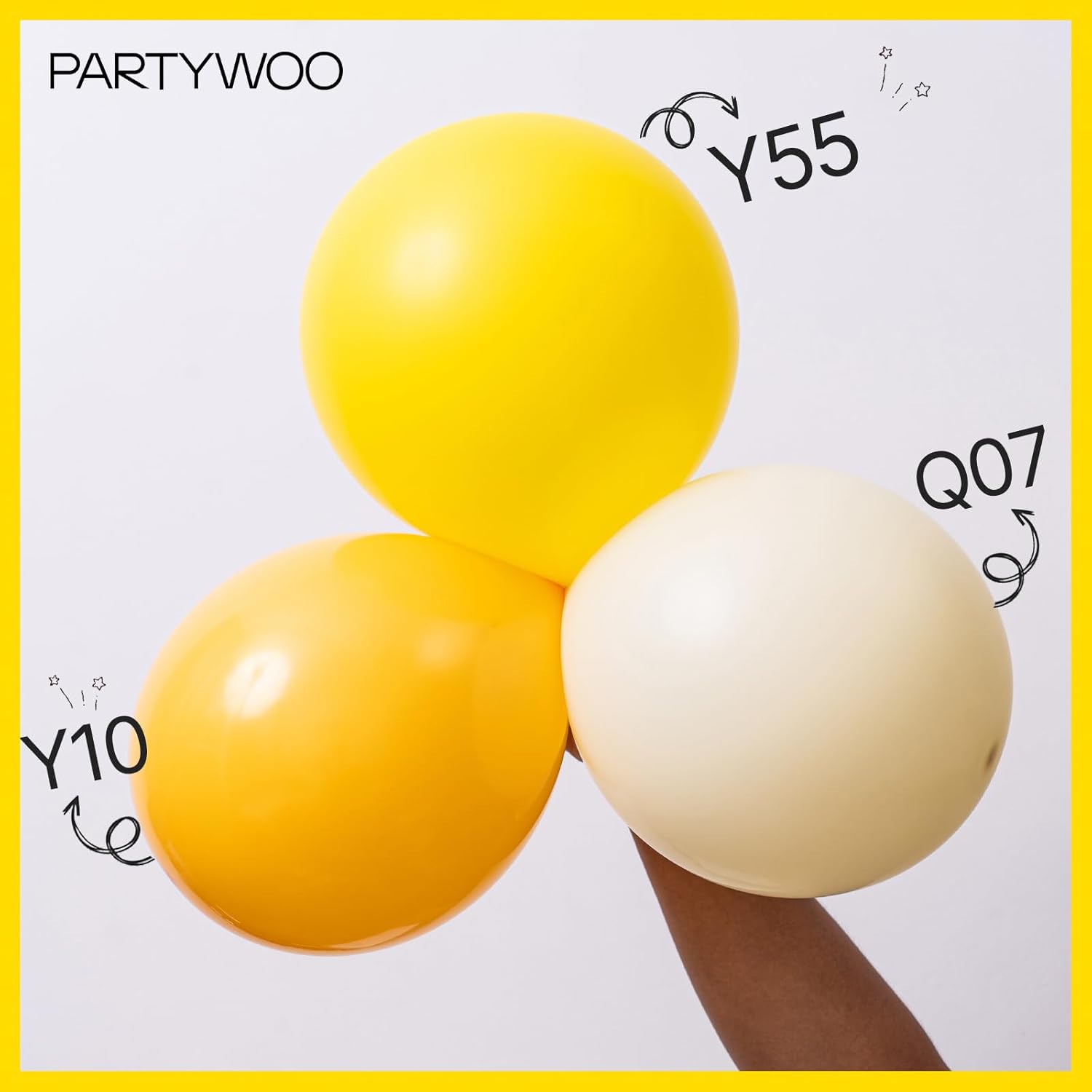 PartyWoo Yellow Balloons - 100pcs Matte Latex Balloons in 5-18 Inch Sizes for Celebrations | Perfect for Baby Showers, Birthdays, and Graduations