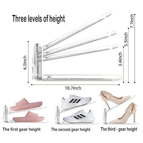 Shoe Slots Organizer for Closet 12PACK Shoe Stacker Adjustable Shoe Slots Organizer Shoe Space Savers Double Layer Stack Shoe Racks for Closet Organization Organizador de Zapatos (Transparent)