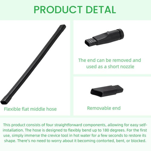 25" Flexible Vacuum Crevice Attachment Tool Vacuum Vacuum Attachment for Vacuum Hoses All 1-1/4" or 1-3/8" (32mm - 35mm) Vacuum Accessories Vacuum Flat Slot Nozzle Interface Inner 24.4inch