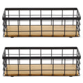 2 Pack Small Wire Baskets, Narrow Rustic Storage Bin for Bathroom Counter, Farmhouse RectangleOrganizer Tray for Kitchen Countertop, Pantry, RV, Office Decorative