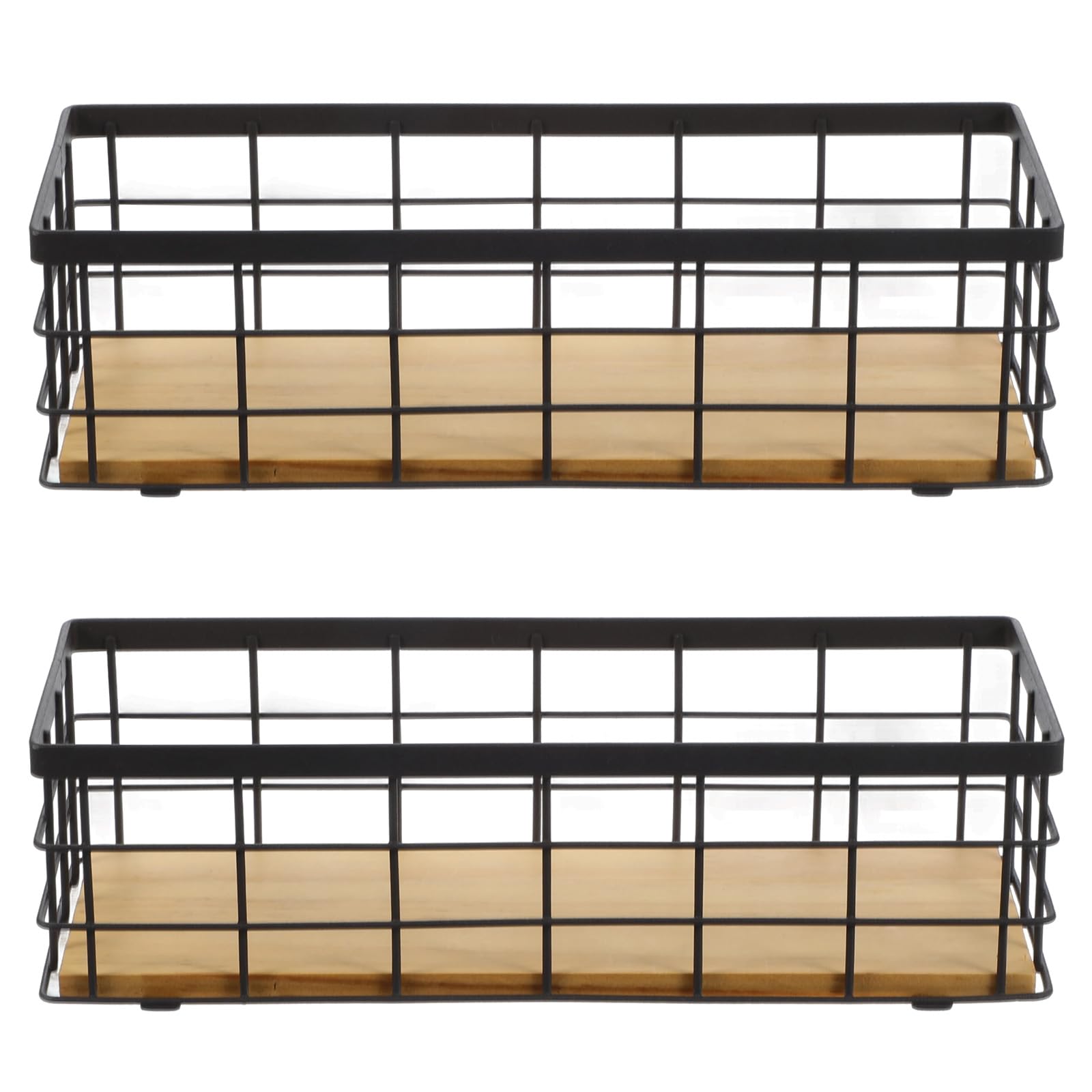 2 Pack Small Wire Baskets, Narrow Rustic Storage Bin for Bathroom Counter, Farmhouse RectangleOrganizer Tray for Kitchen Countertop, Pantry, RV, Office Decorative