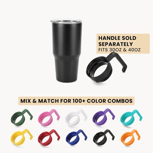 Makerflo 30 oz Black Powder Coated Tumbler - Pack of 25 with Upgraded Handle & Leak-Proof Lid for Crafting