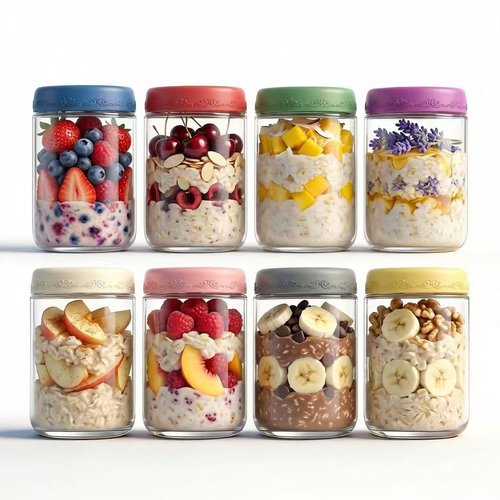 DicraoLea 18oz 8Pack Glass Overnight Oats Jars Containers with Airtight Leakproof Lids, Reusable Mason Jars for Meal Prep, Yogurt Parfaits, Smoothies, Salads & Healthy Breakfasts(18oz-8Pack)