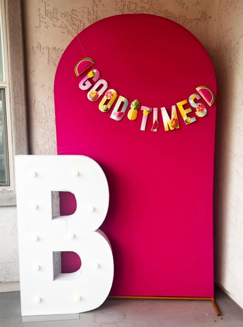 Skiennix 7.2 FT Hot Pink Spandex Arch Backdrop Cover - Perfect for Weddings & Events