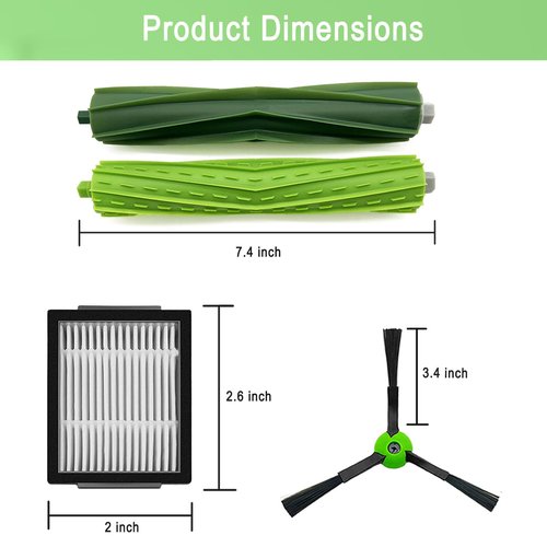 Replacement Parts for iRobot Roomba E5 E6 E7 i2 i3 i3+i4 i4+ i5 i5+ i6 i6+ i7 i7+ i8 i8+/Plus i1 E i j Series Robot Vacuum,1 sets of multi-surface roller brushes 4 filters 4 side brushes
