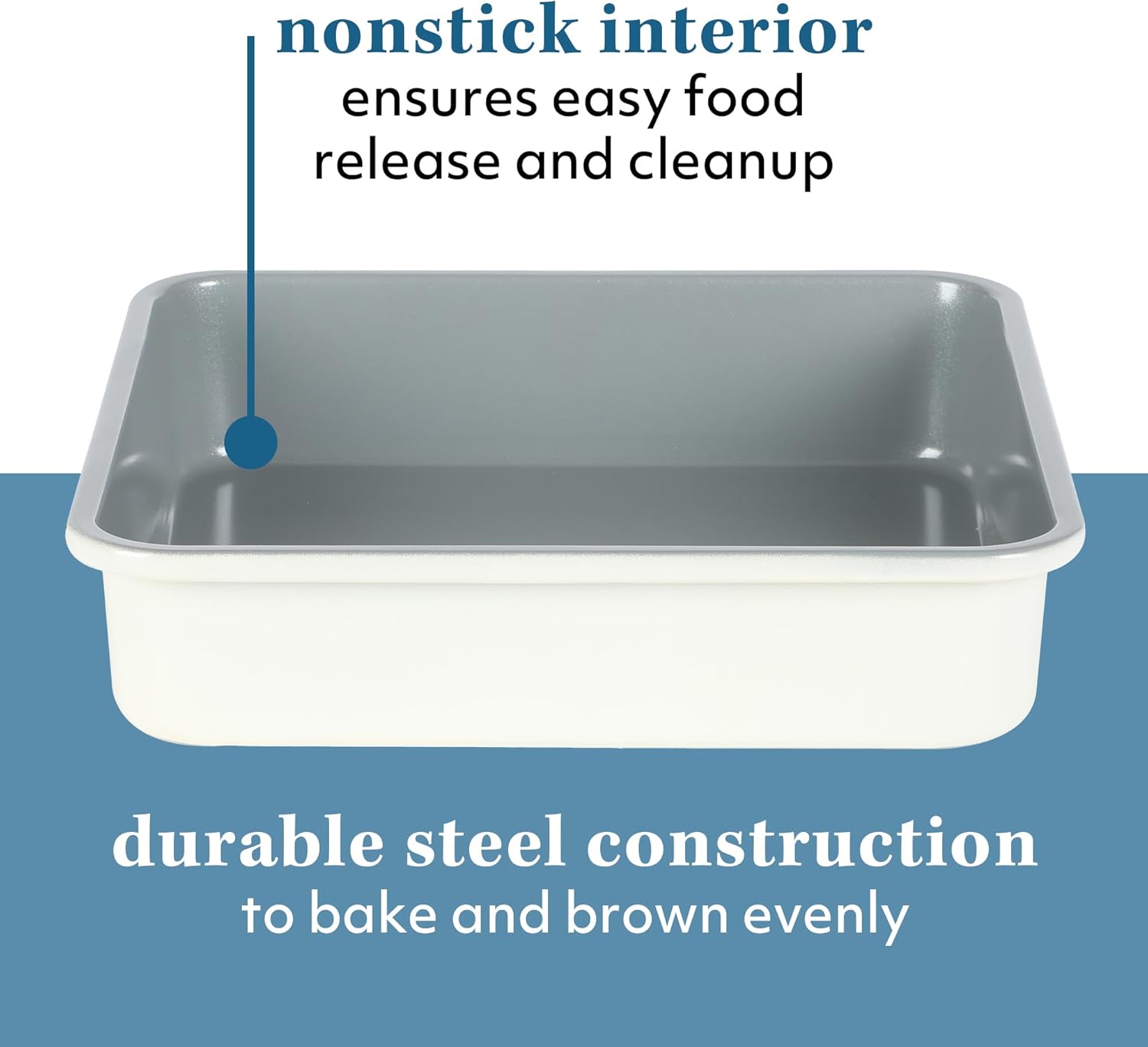 Sur La Table Nonstick Rectangular Cake Pan - 9 Inch, PFOA & PFAS Free, Linen White Finish