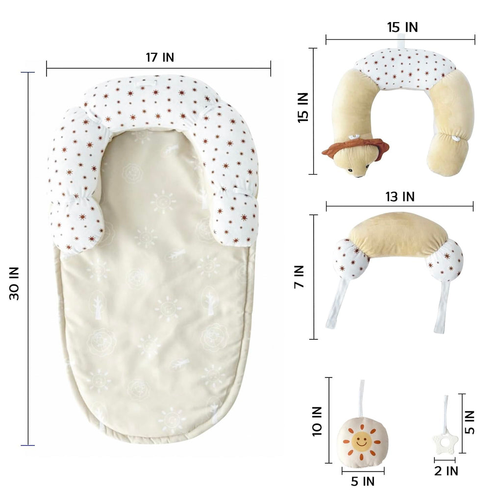 Aila+Aiden Tummy Time Mat & Seated Support - Sensory Toys for Newborns & Babies (Sand)