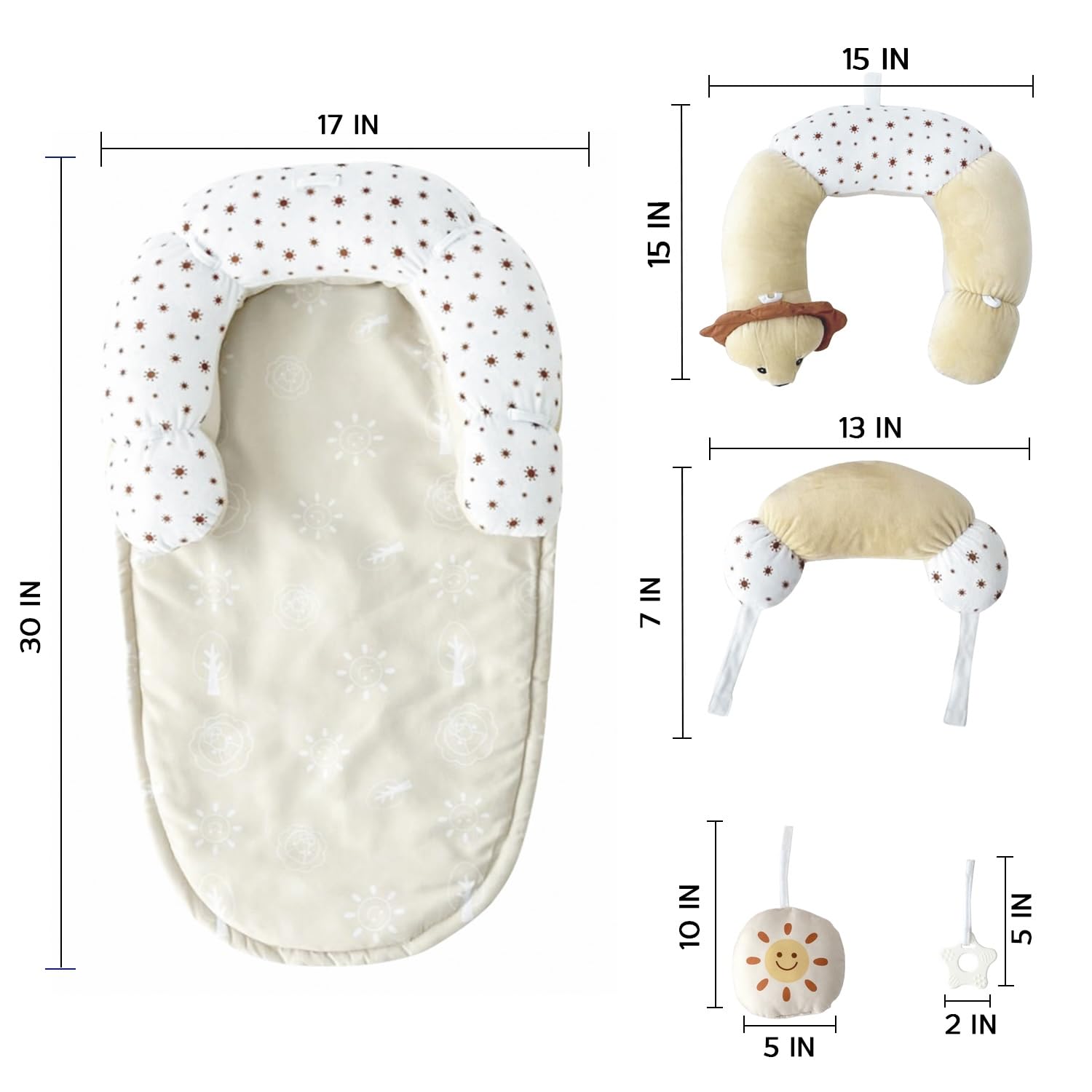 Aila+Aiden Tummy Time Mat & Seated Support - Sensory Toys for Newborns & Babies (Sand)
