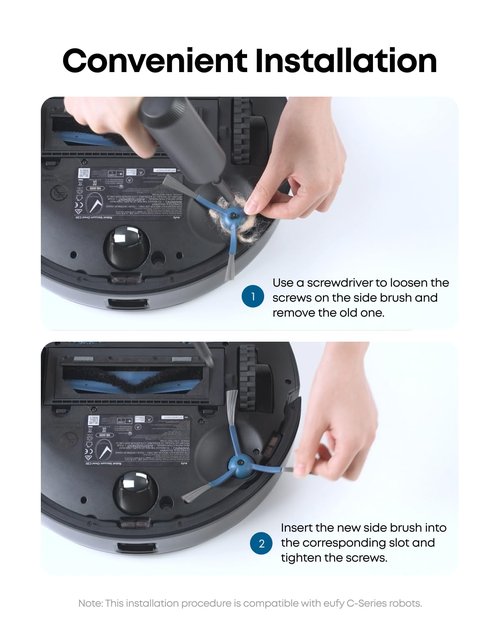 eufy RoboVac Replacement Accessories Kit (2 Side Brushes + 2 Filter Sets + Rolling Brush + Brush Guard) Compatible Self-Empty C10.