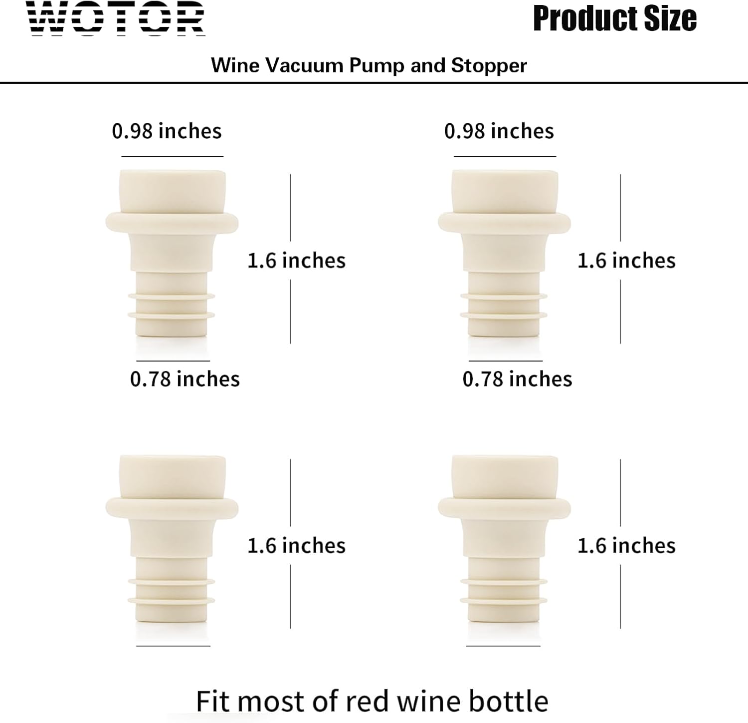 WOTOR Wine Stoppers Vacuum, Silicone Wine Saver & Preserver, Reusable Bottle Sealer, Keep Fresh (Cream, 12 Pieces)