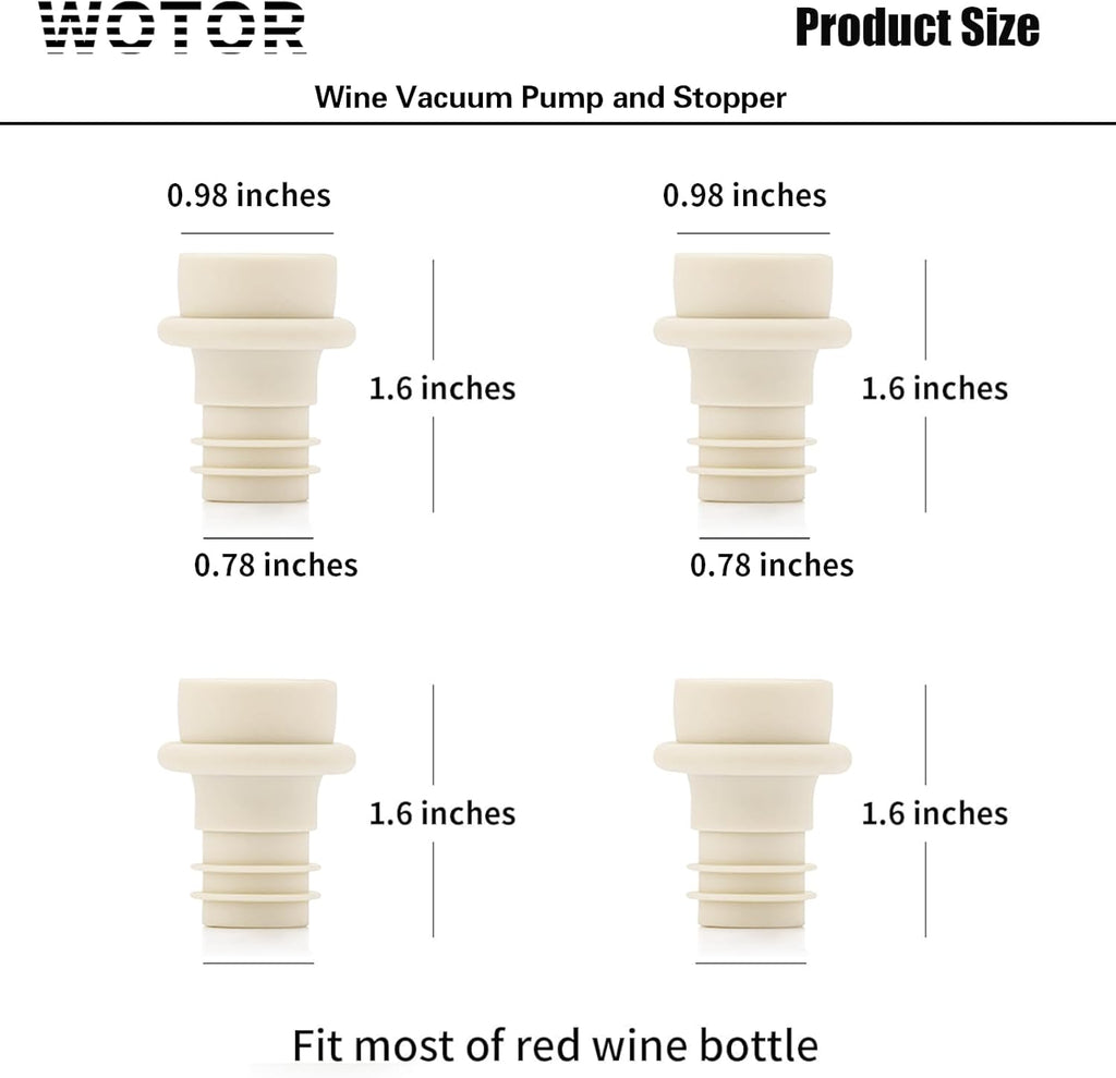 WOTOR Wine Stoppers Vacuum, Wine Saver, Wine Pump Vacuum Stoppers, Wine Preserver, Reusable Bottle Sealer Keeps Wine Fresh (Cream, 24 Pieces)
