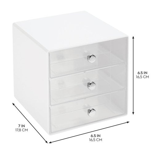 iDesign Divided 3-Drawer Stackable Organizer for Glasses, Sunglasses, and Readers - White/Clear