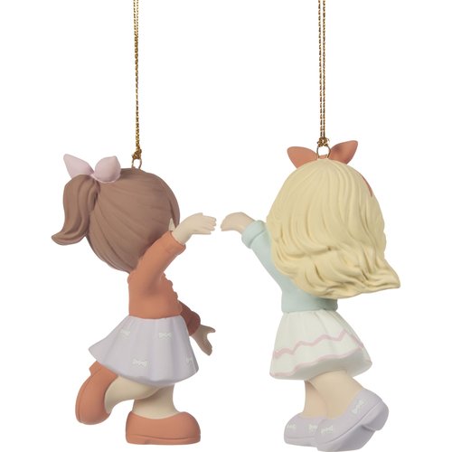 Precious Moments Two Friends One Heart Ornament Set – Set of 2 Bisque Porcelain Christmas Keepsake Ornaments – 251047