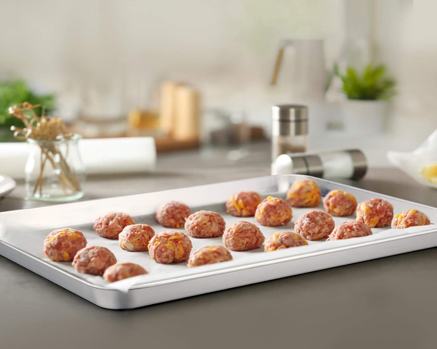TeamFar Baking Sheet Set - Heavy Duty Stainless Steel Cookie Sheets | Non-Toxic, Dishwasher Safe, 20" x 14" - 2 Pieces