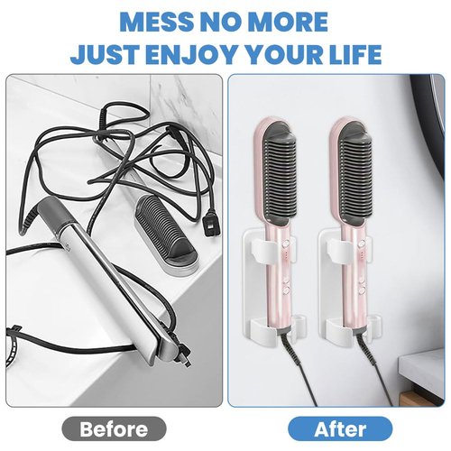 2Pack Curling Iron Holder Hot Tools Holder,Hair Dryer and Hair Tool Organizer Wall Mounted,Hairdressing Hanging Rack for Flat Irons,Curling Wands, Hair Straighteners,Combs