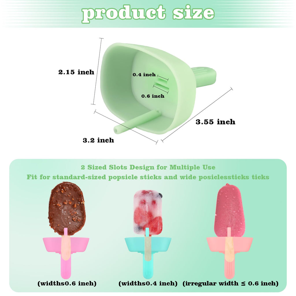 WMKGG Silicone Popsicle Holders for Kids, 4 Pack Reusable Drip-Free Ice Pop Stick Holder with Straw Brush, Fit Standard and Wide Sized Sticks Drip Free Popsicle