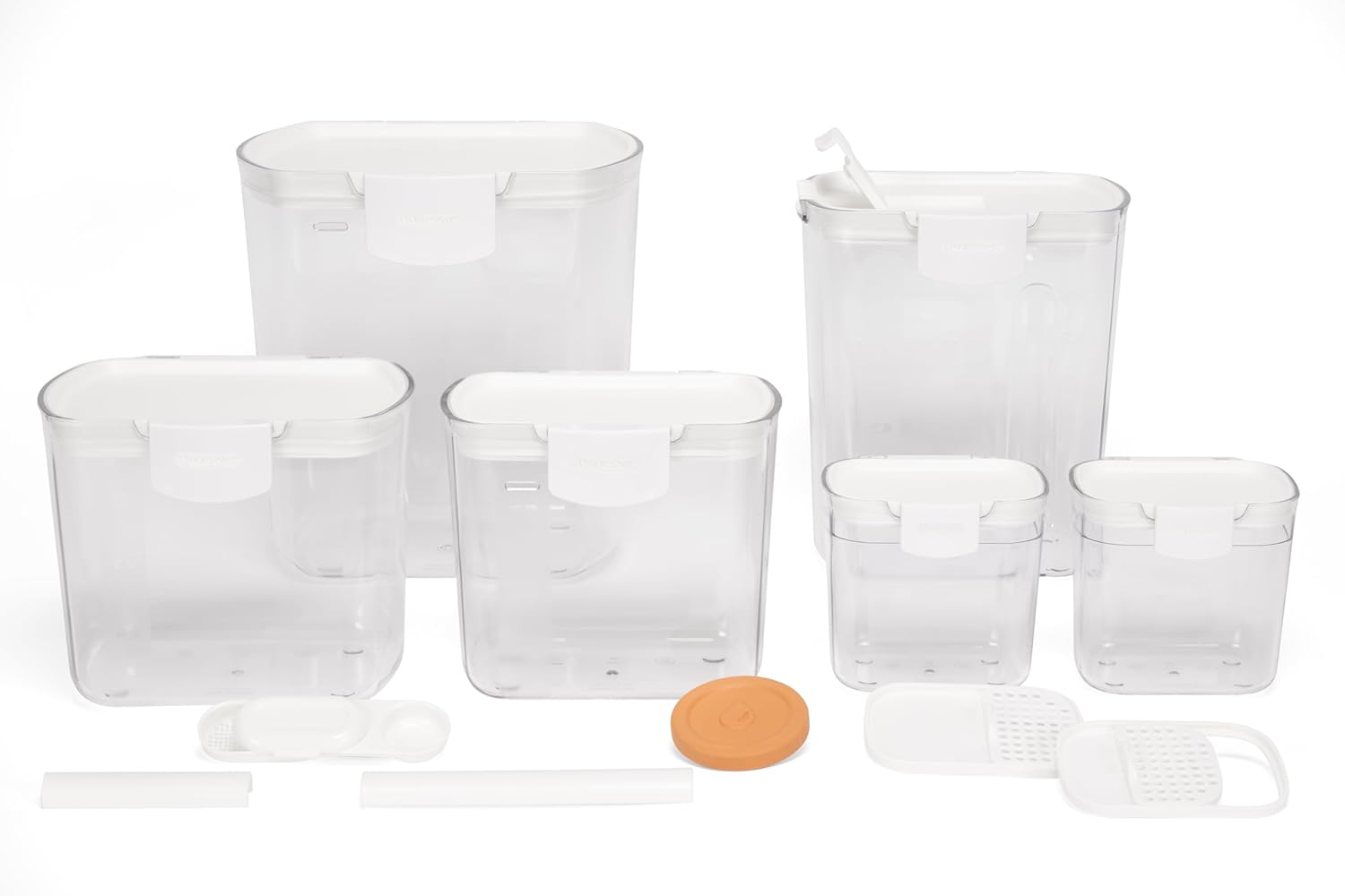 ProKeeper | Airtight Kitchen Storage Canister Set - Keeps Flour & Sugar Fresh | 6-Piece White Set