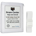 Ihram for Men – 2-Piece Hajj and Umrah Towel Set – 100% Natural Cotton – Soft, Non-Stitched 110x220 cm (43x86 in) – Ahram Ehram (Cotton with Belt)