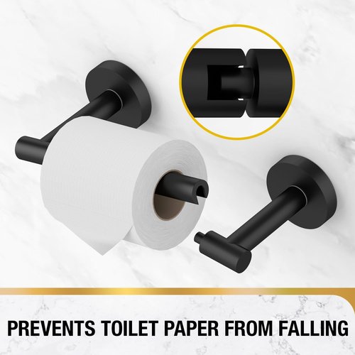 HITSLAM Toilet Paper Holder - Matte Black Double Post Pivoting Design | Durable SS304 Stainless Steel