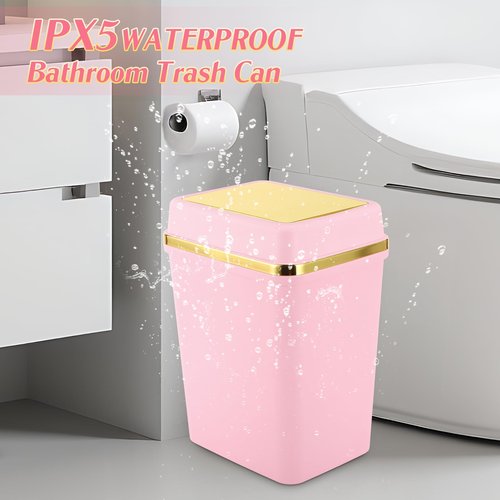 WSBArt Bathroom Trash Can with Lid 4 Gallon Pink Trash Can Bedroom Trash Can Small Garbage Can with 300 Counts Trash Bags for Small Bathroom Bedroom Office