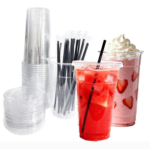 HGJDLM [25 SETS] 32 oz Cups with lids, Plastic Cups with Lids and Straws Ideal for cold drinks, smoothies, iced coffee, milkshakes Suitable for parties, events, weddings and various other gatherings.