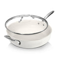 GOTHAM STEEL 5.5 Qt Saute Pan with Lid - Nonstick Deep Frying Pan, 100% PFOA Free Ceramic, Dishwasher Safe, Cream White