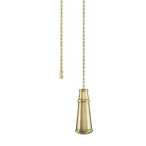 Aspen Creative 20516-41, 12" Ceiling Fan Beaded Solid Steel Decorative Pull Chain, Antique Brass Finish