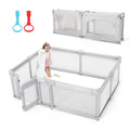 Skiennix Baby Playpen - 71"x71" Foldable Play Yard with Zipper Door & Gate | Light Grey Color