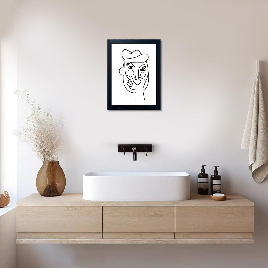 Skiennix Funny Bathroom Wall Art - Modern Minimalist Canvas Print | Hilarious Black & White Decor