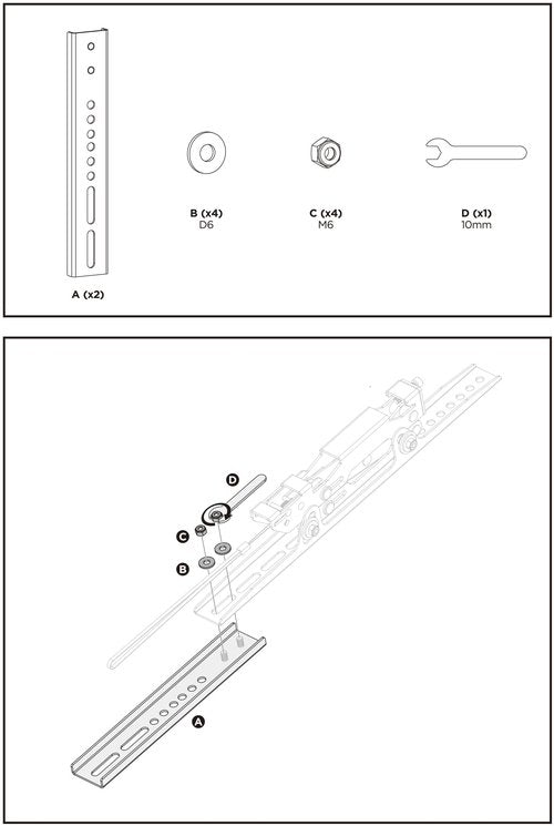 ynVISION.DESIGN Vertical VESA Extender for YN-BIGTV Advanced Tilt TV Wall Mount (Extension Arms, Pack of 1)