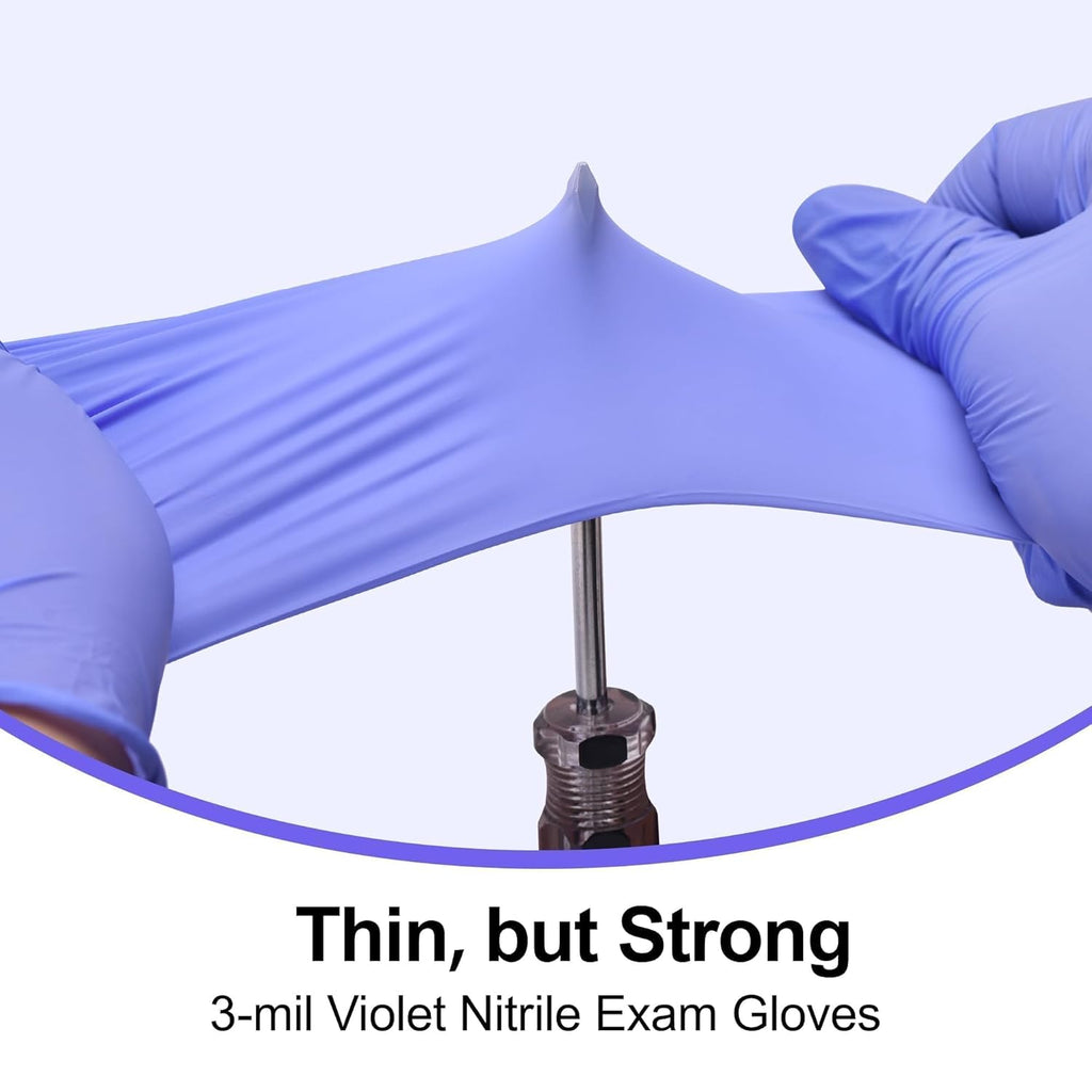 SwiftGrip Disposable Nitrile Exam Gloves - 3mil, Medium, Box of 100 | Violet, Latex-Free & Powder-Free for Medical Use